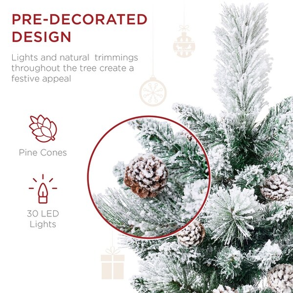 Set of 2 PreLit Pathway Christmas Trees w/ Pine Cones，Timer