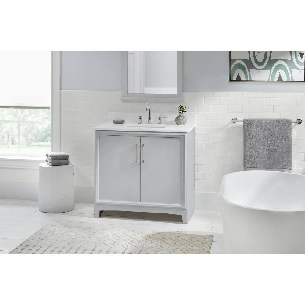 Glacier Bay Hillcroft 36 in. W x 21.5 in. D x 34 in. H Bath Vanity Cabinet without Top in Light Gray 1342VA-36-242