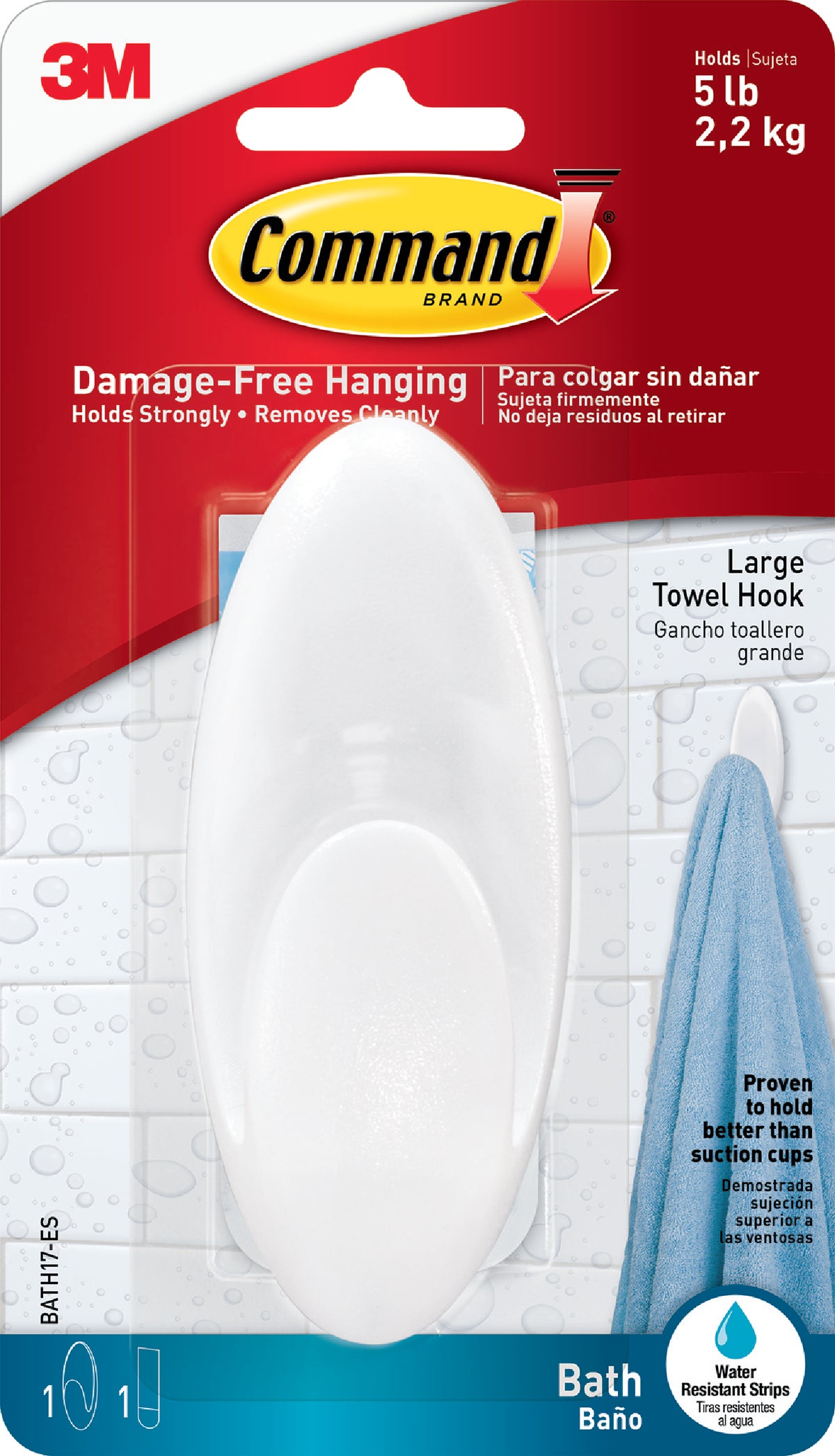 Command Bath Adhesive Hook White