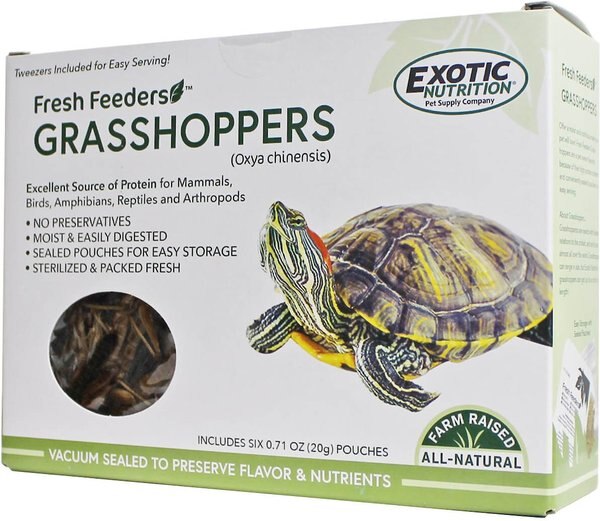 Exotic Nutrition Fresh Feeders Grasshoppers Reptile Food， 5-oz box