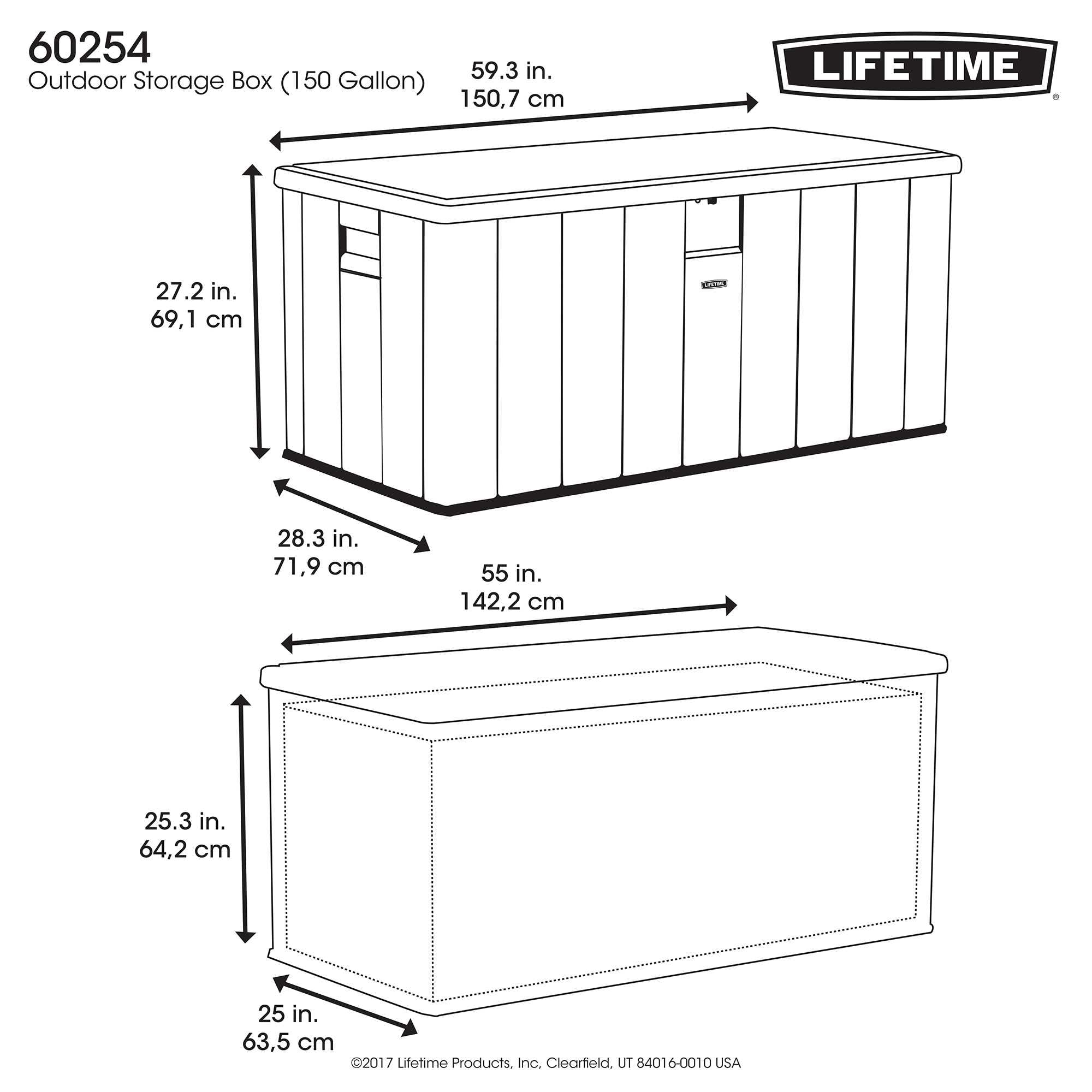 Lifetime 150-Gallon Heavy-Duty 59.3 in. Storage Deck Box