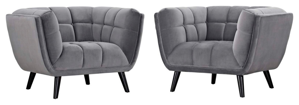 Bestow 2 Piece Performance Velvet Armchair Set by Modway   Midcentury   Armchairs And Accent Chairs   by Kolibri Decor  Houzz