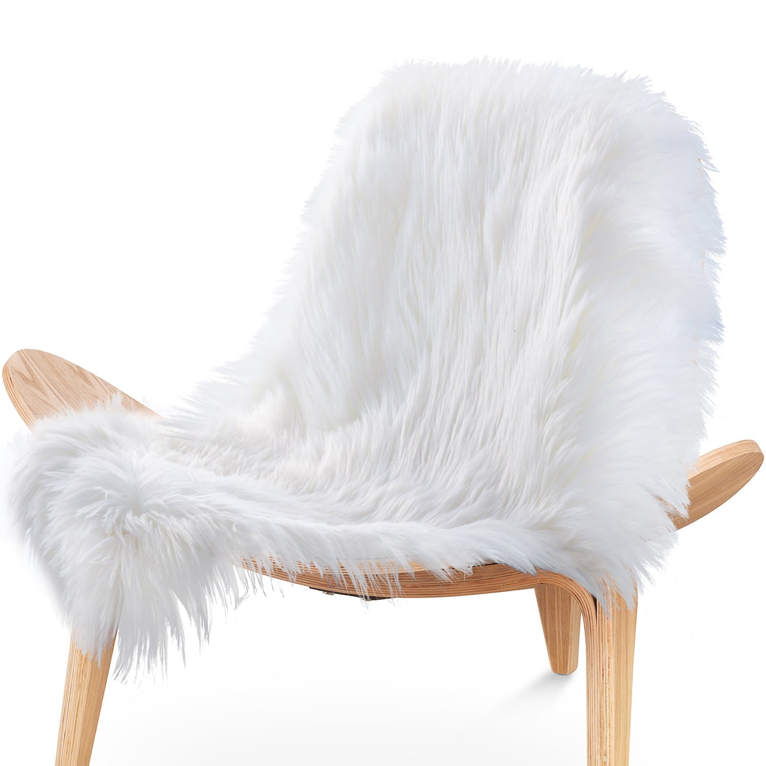 Uttermara Soft Faux Sheepskin Area Rug， White Decorative Blanket for Chairs and Rooms， 24