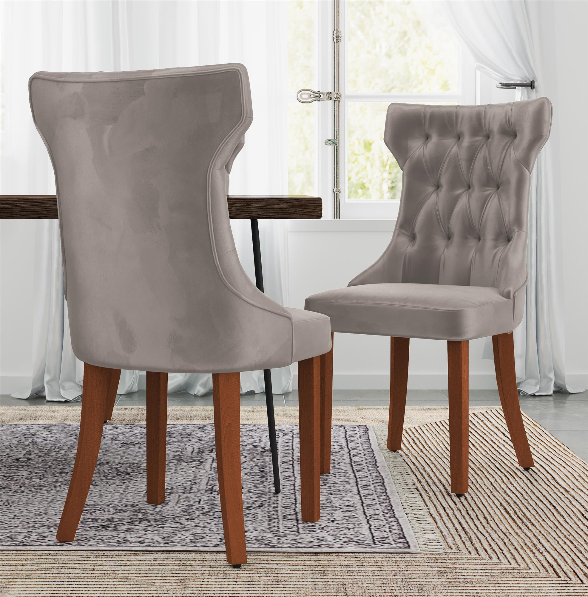 Ember Interiors Clairborne Tufted Dining Chair， Set Of 2， Taupe