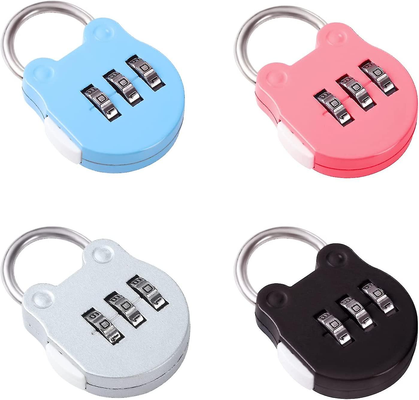 4 Pack 3 Digit Luggage Locks，small Suitcase Padlock Airplane Code Padlock Combination Padlock(4 Colors)