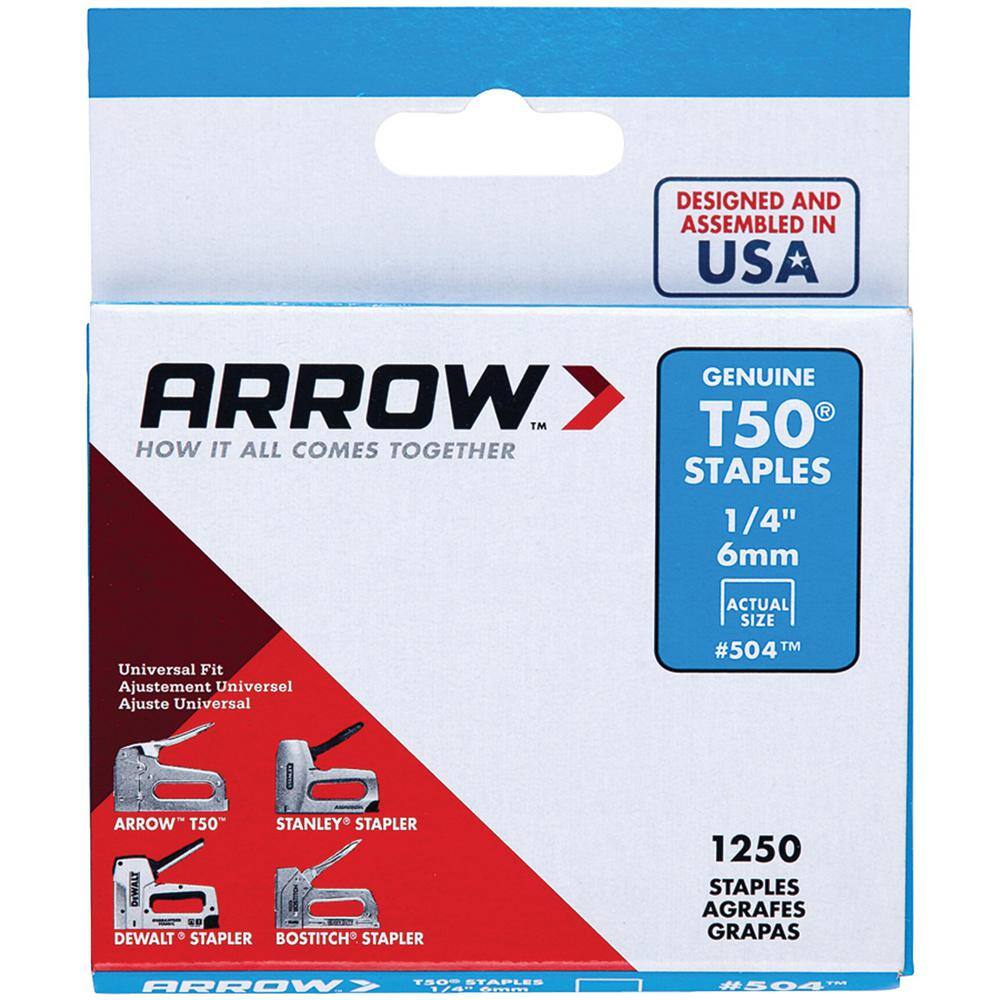 Arrow T50 Staple GunTacker with 5000-Pack 14 in. 516in. 38in.  12 in. T50 Staples 843631130759