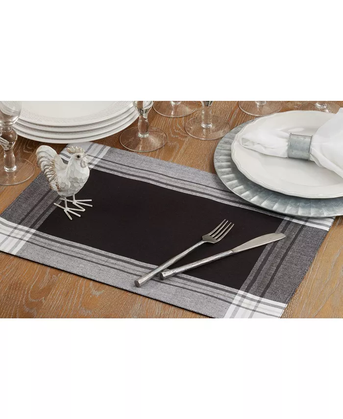 Saro Lifestyle Striped Border Design Placemats Set of 4 19 x 13