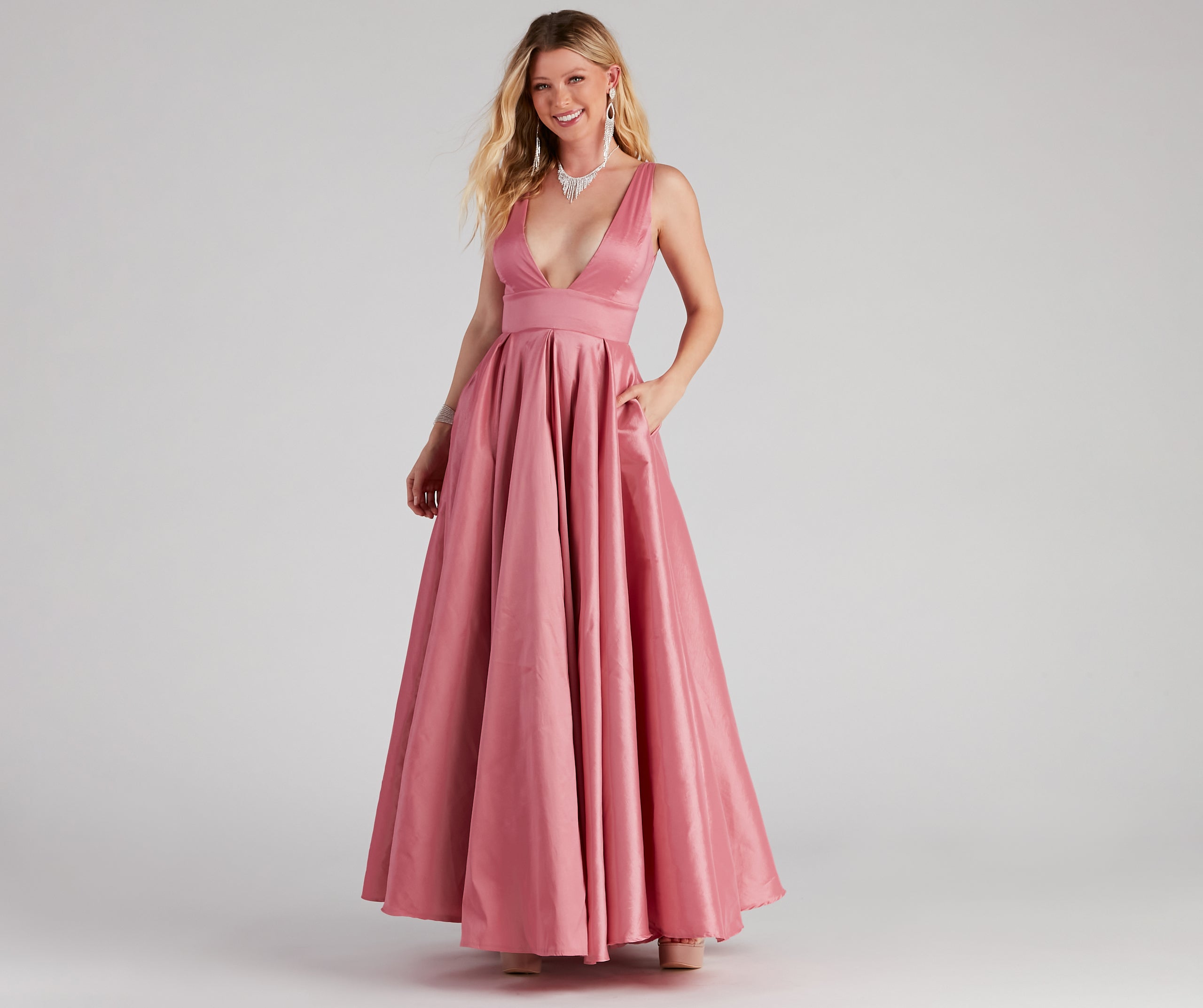 Angelita Taffeta Deep V Ball Gown