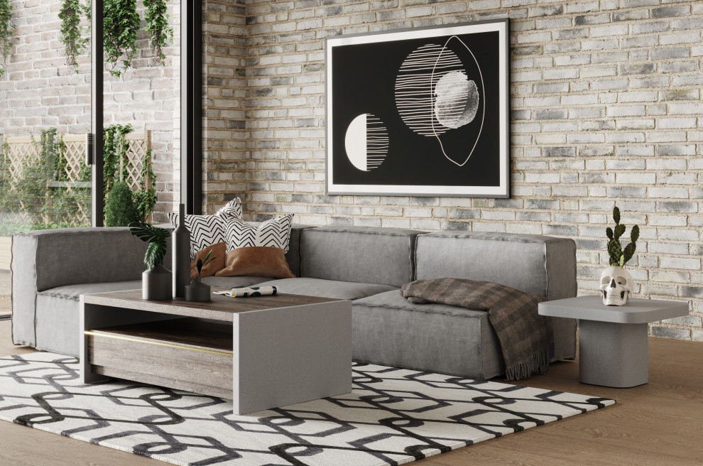 Modrest Melbost Modern Dark Gray Concrete and Walnut Coffee Table   Industrial   Coffee Tables   by Vig Furniture Inc.  Houzz