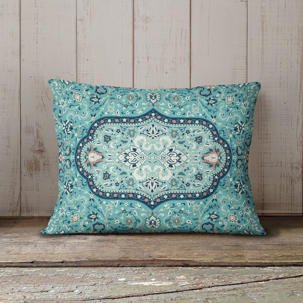 EMPIRE TEAL IndoorOutdoor Lumbar Pillow By Marina Gutierrez