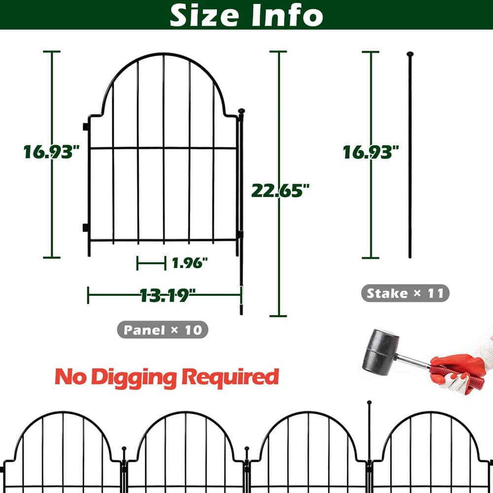 22 in. Metal Garden Fence 10 Pack TG-B55H-29