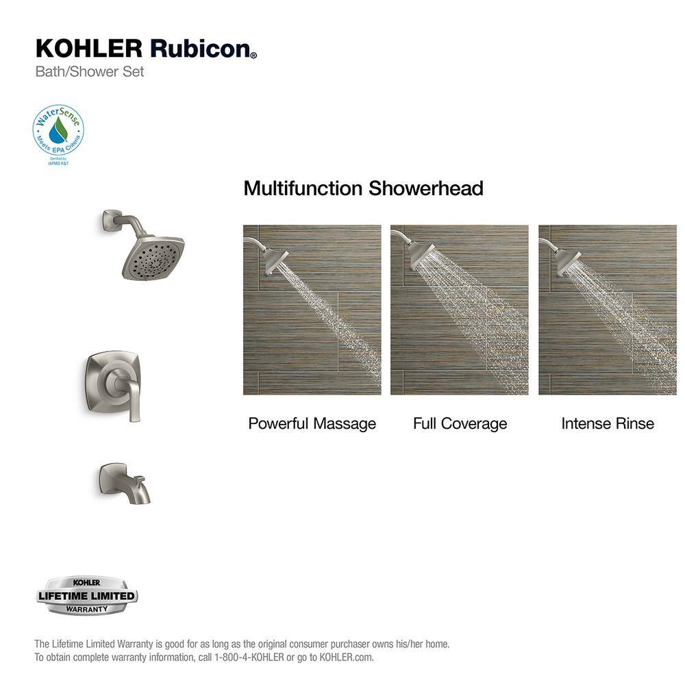 KOHLER Rubicon 1-Handle 3-Spray Wall-Mount Tub and Shower Faucet in Brushed Nickel (Valve Included) R76217-4G-BN