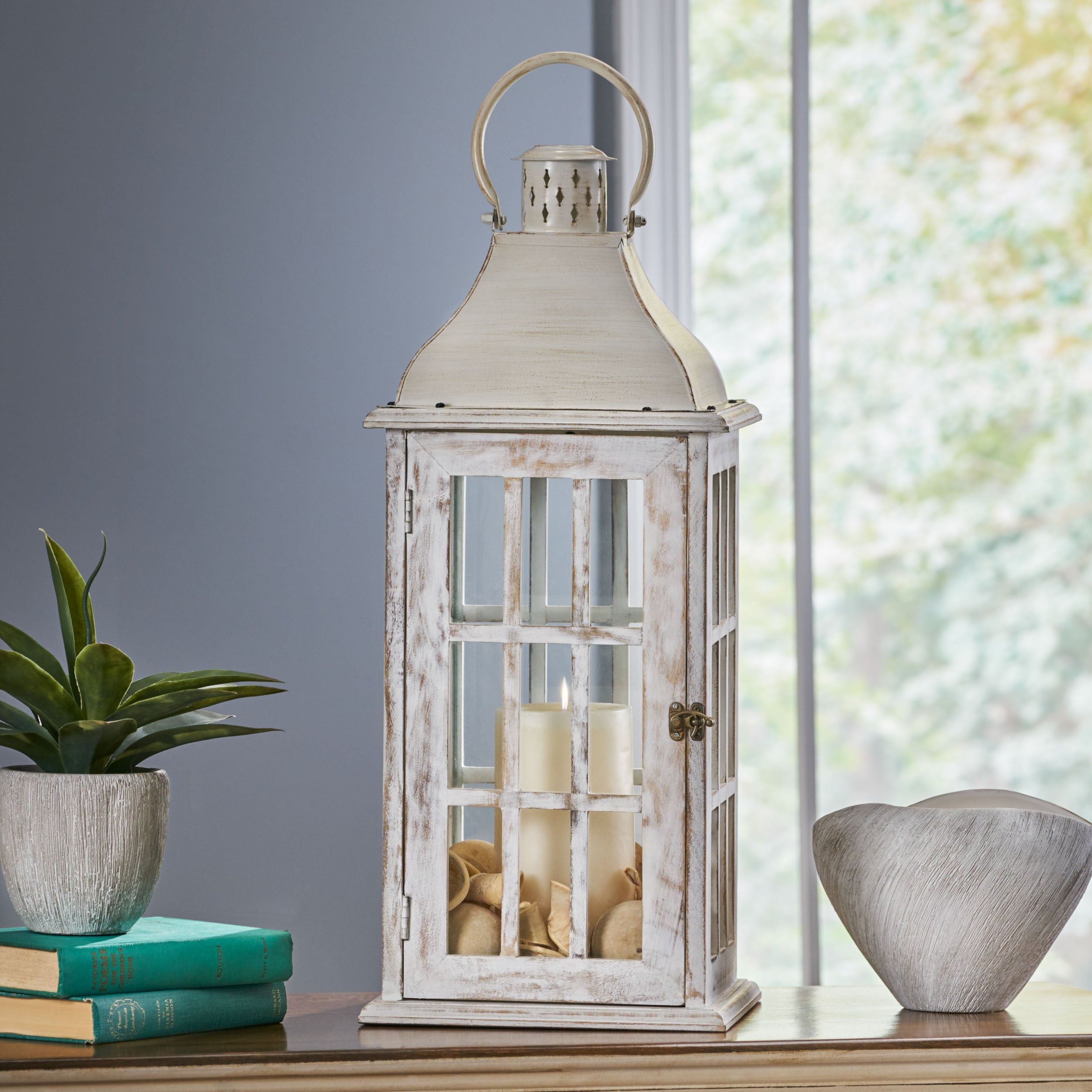 Reigle Coastal Handcrafted Mango Wood Decorative Lantern