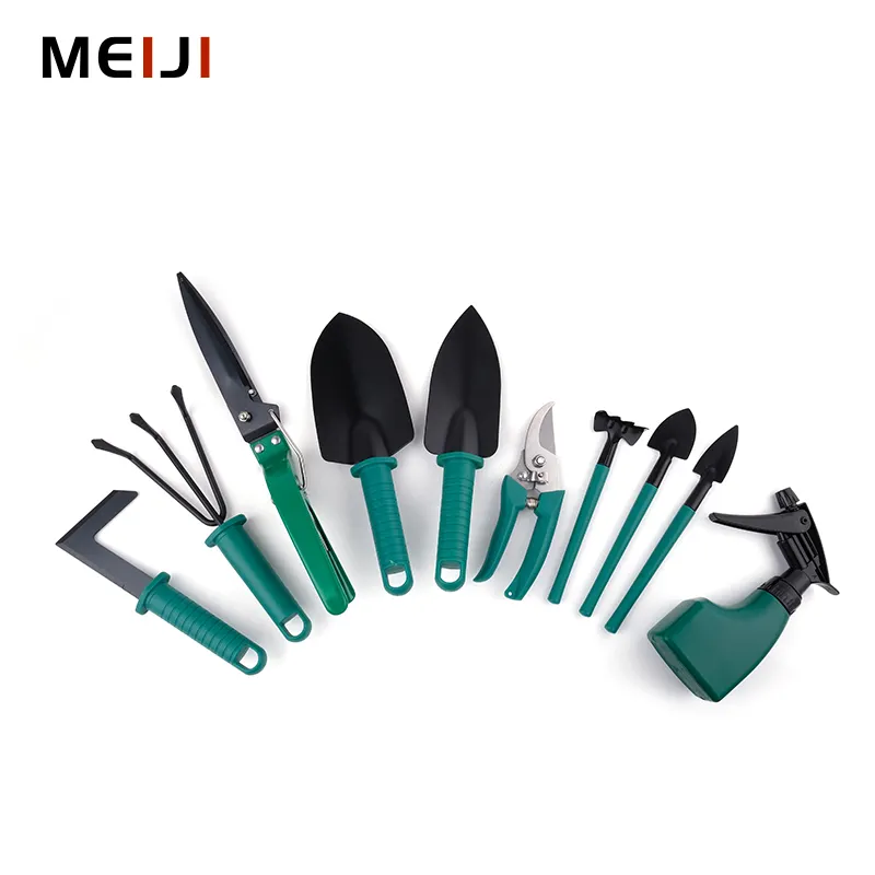 MEIJI New Arrivals Supplier 10 Pcs Buckle Design Potted Gardening Tool Set Stainless Steel Garden Hand Tools