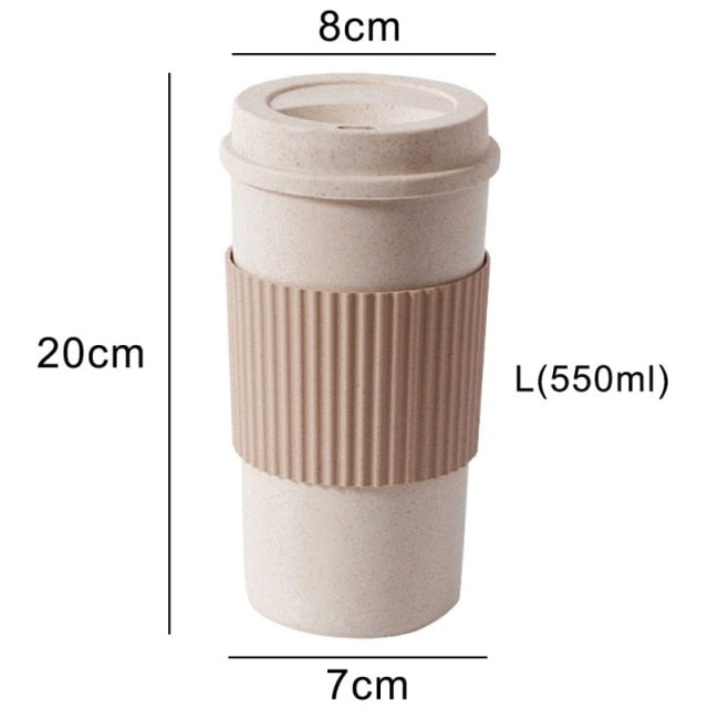 Wheat Fiber Straw Coffee Mug Double-wall Insulation Eco-friendly Coffee Cup Travel Leakproof Gift Mugs