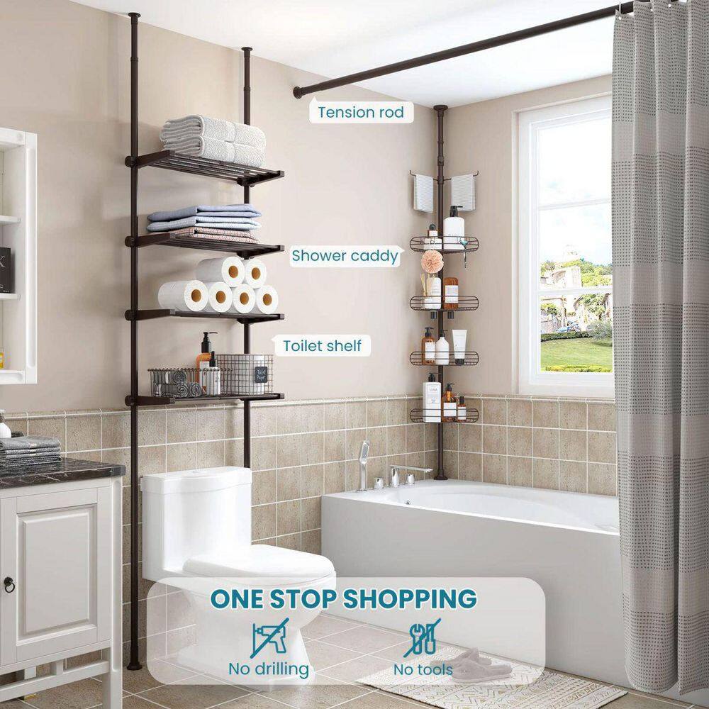 Dracelo Oil Bronze Shower Caddy Corner 4 Tier Shower Organizer Rustproof Stainless Shower Shelves 56-114 in. B0833YLCRH