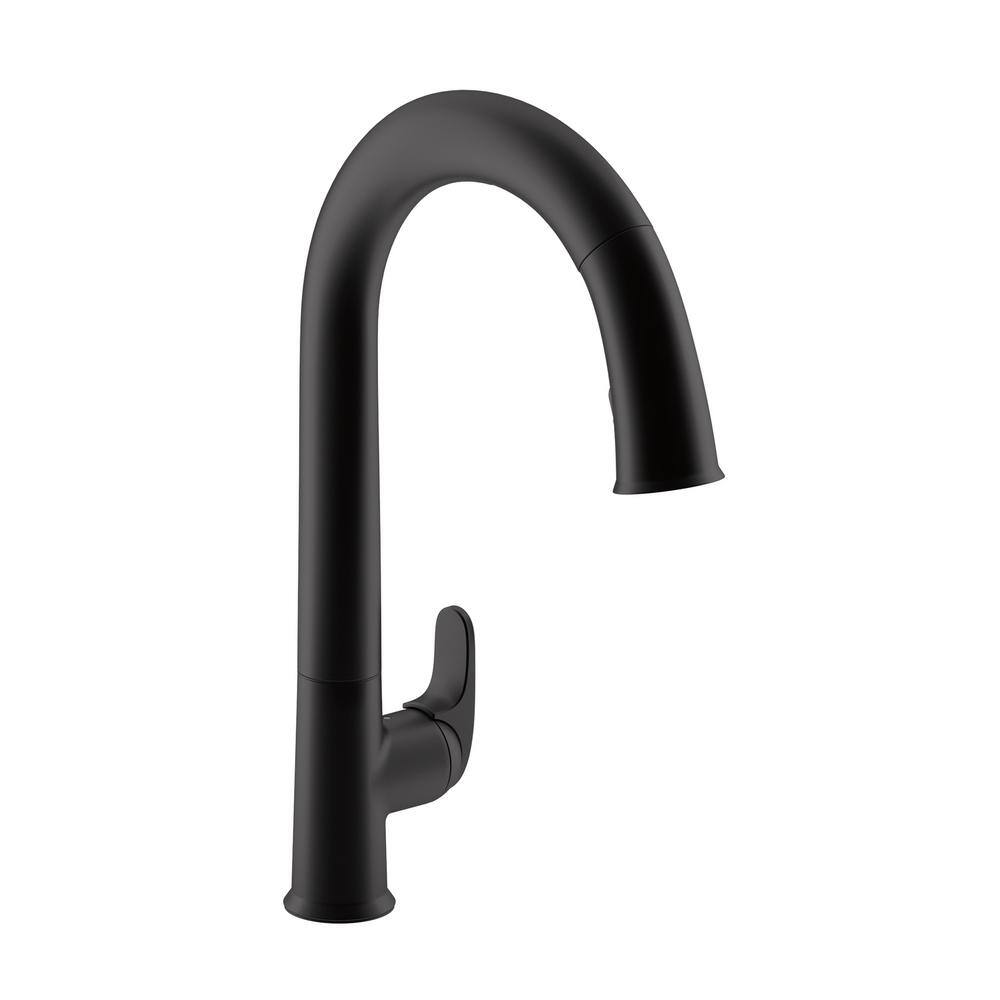 KOHLER Sensate Single-Handle Pull-Down Sprayer Kitchen Faucet with Kohler Konnect in Matte Black K-72218-WB-BL