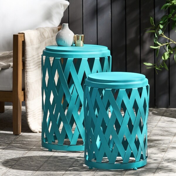 2pcs Iron Tables Lattice Design Lightweight and Stylish