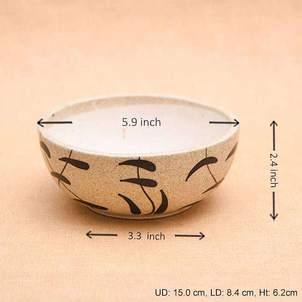 5.9 inch (15 cm) Painted Bowl Marble Finish Round Ceramic Pot (Light Brown) (set of 2)