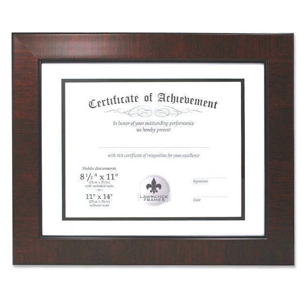 X 17 28 quot Matted To 8 5 quot X 11 quot Faux Mahogany Burl Document Frame Lawrence Frames