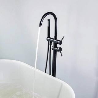 Parrot Uncle Kebo Double Handle Floor Mounted Clawfoot Tub Faucet in Matte Black JK-RBBF61001MB