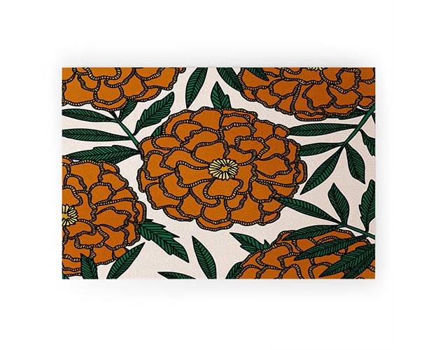 Alisa Galitsyna Orange Marigolds Looped Vinyl Welcome Mat Society6