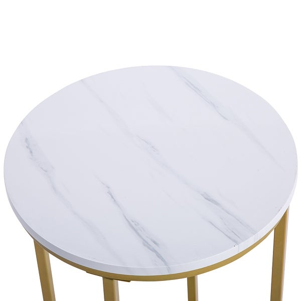 Marble Simple Round Side [40x40x60cm] White - 15.75*15.75*23.6