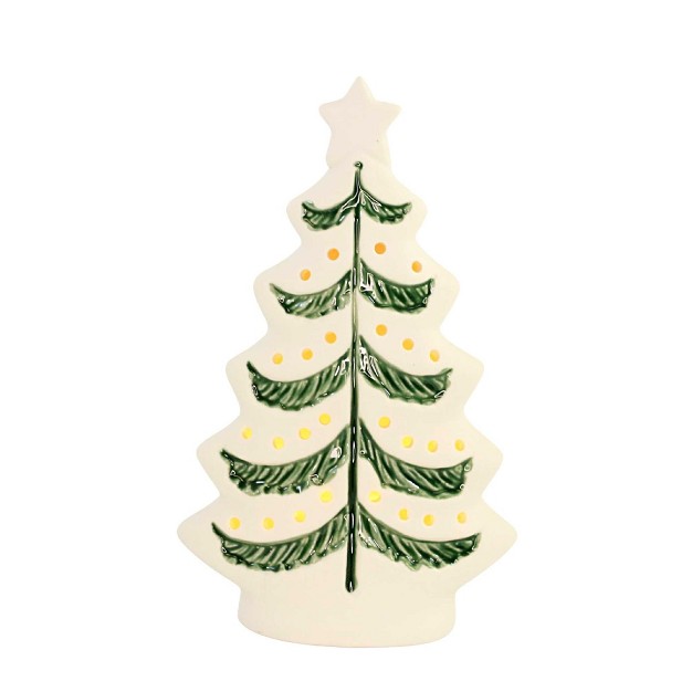 Cream Holiday Lit Tree Sm Battery Operated Ganz Decorative Sculptures