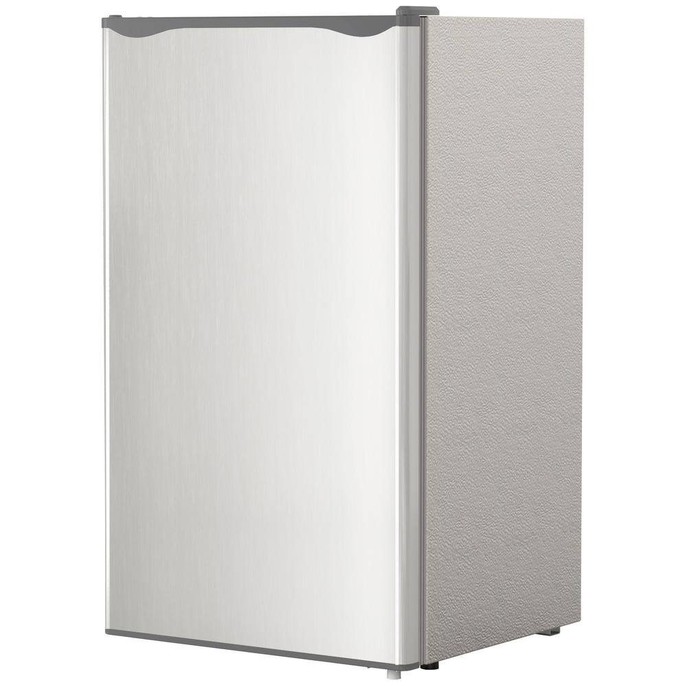 Aoibox 3.2 cu.ft Mini Fridge in Silver with Reversible Door and Freezer 5 Settings Temperature Adjustable for Kitchen Bedroom SNMX1280