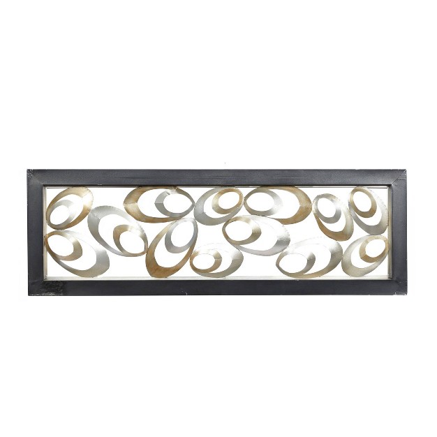 Metal Abstract Scallop Ribbon Wall Decor With Black Frame Gold Olivia amp May