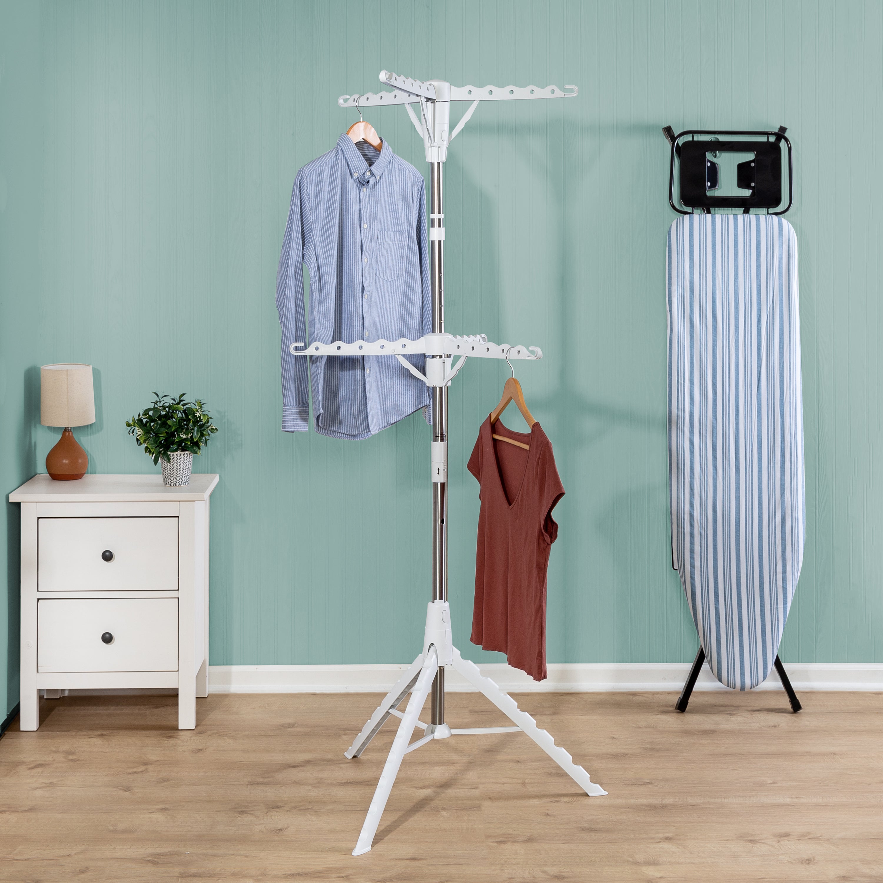 Honey-Can-Do 2-Tier Tripod Metal Clothes Drying Rack, White