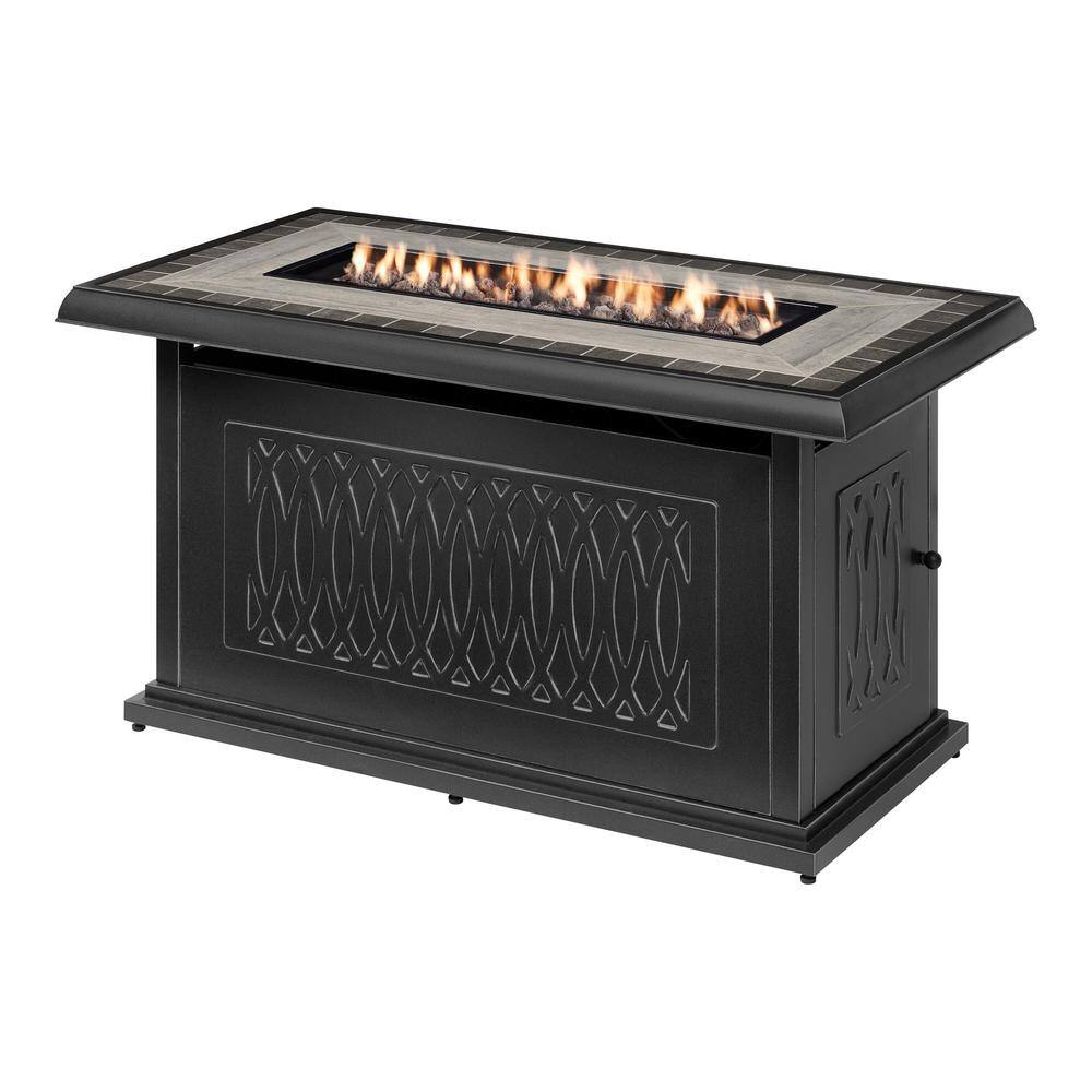 Home Decorators Collection St. Charles 25.98 in. x 25 in. Rectangular Steel Propane Gas Black Fire Pit FHTM80319