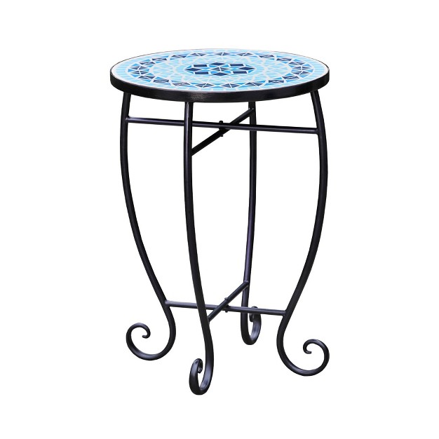 Mosaic Patio Side Table With Iron Legs Teamson Home