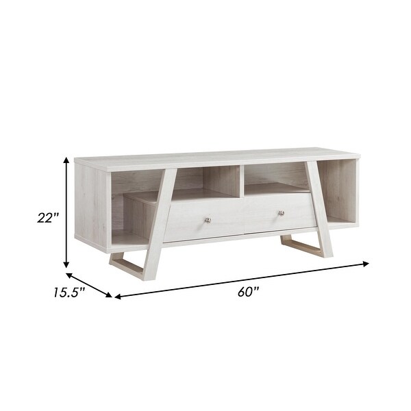 60 Inch TV Media Entertainment Console， 2 Drawers， 4 Open Shelves， White