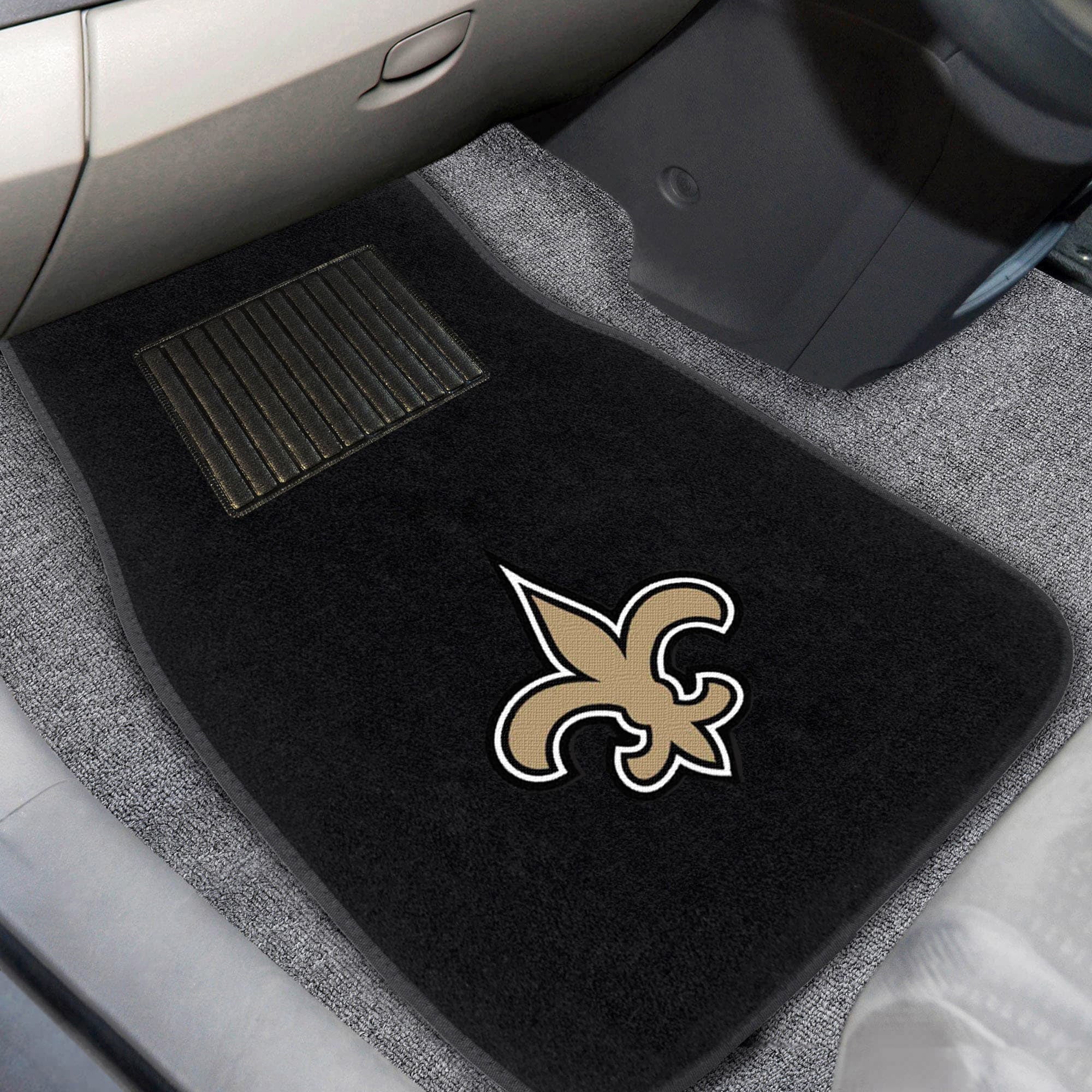 New Orleans Saints NFL 2-pc Embroidered Car Mat Set