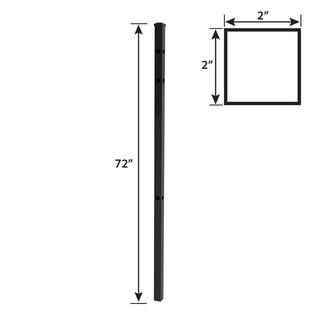 FORGERIGHT 72 in. 4 ft. Black Osprey Black Aluminum Fence Corner Post with Flat Cap 881836