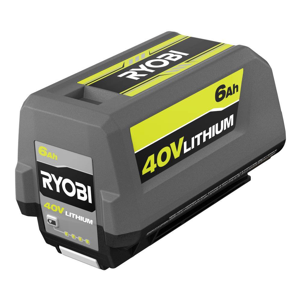 RYOBI 40V Lithium-Ion 6.0 Ah High Capacity Battery and Rapid Charger Starter Kit (2-Batteries) OP40602B-06