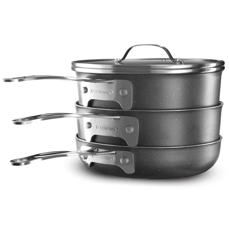 Granitestone 7231 Stackmaster Stackable Space Saving 10 Piece Aluminum Non Stick Cookware Set