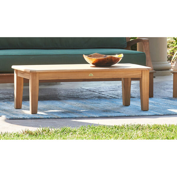 Grande Nature Sand Teak Rectangular Teak 16-Inch Height Outdoor Coffee Table