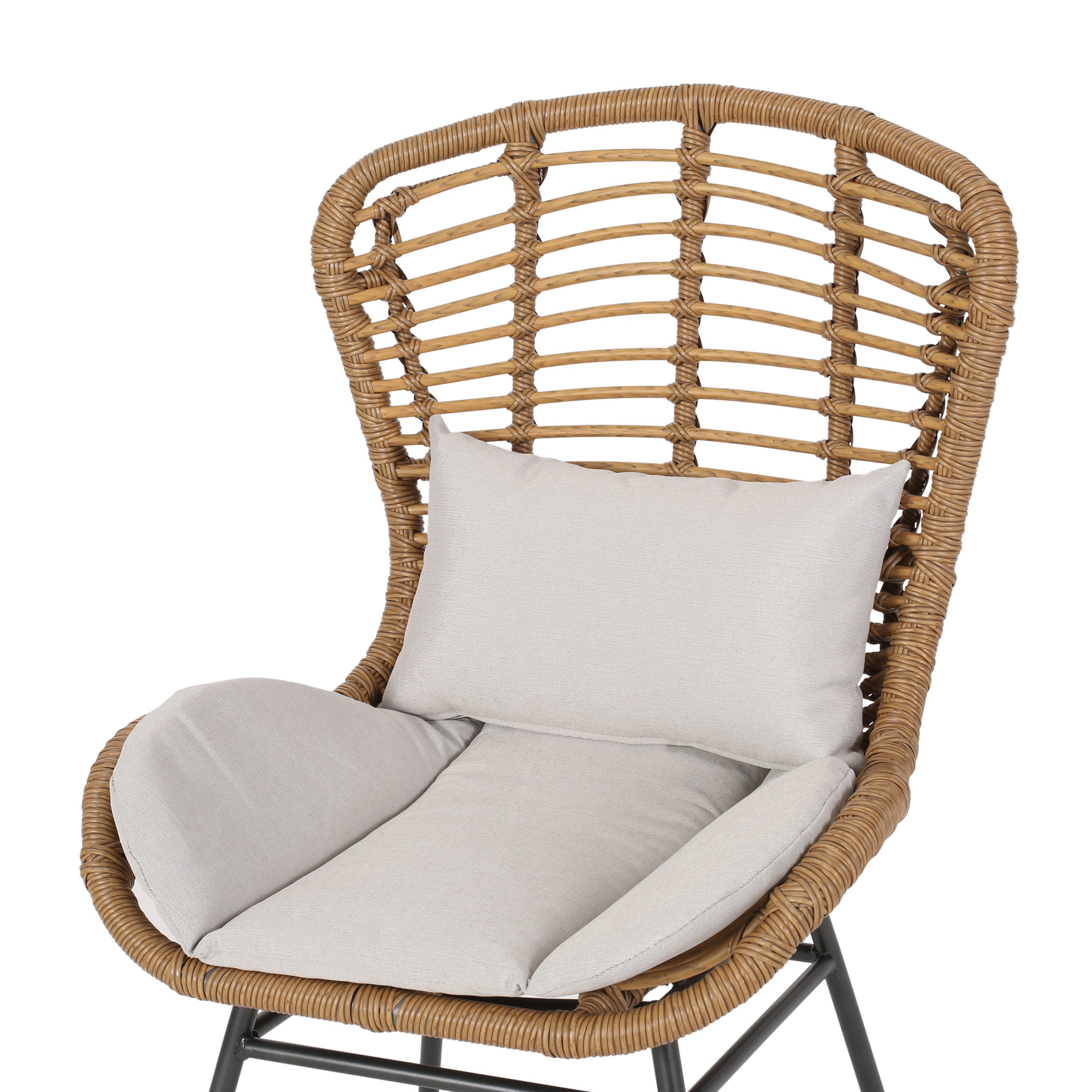 Keslynn Outdoor Modern Boho 2 Seater Wicker Chat Set with Side Table