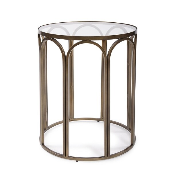 Allan Andrews Round Brass Metal Side and Accent Table