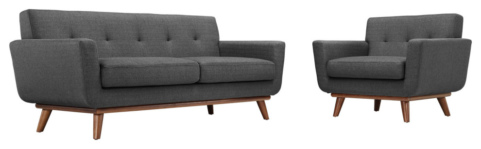 2 Piece Engage Armchair and Loveseat Set  Upholstered Fabric   Midcentury   Sofas   by PARMA HOME  Houzz