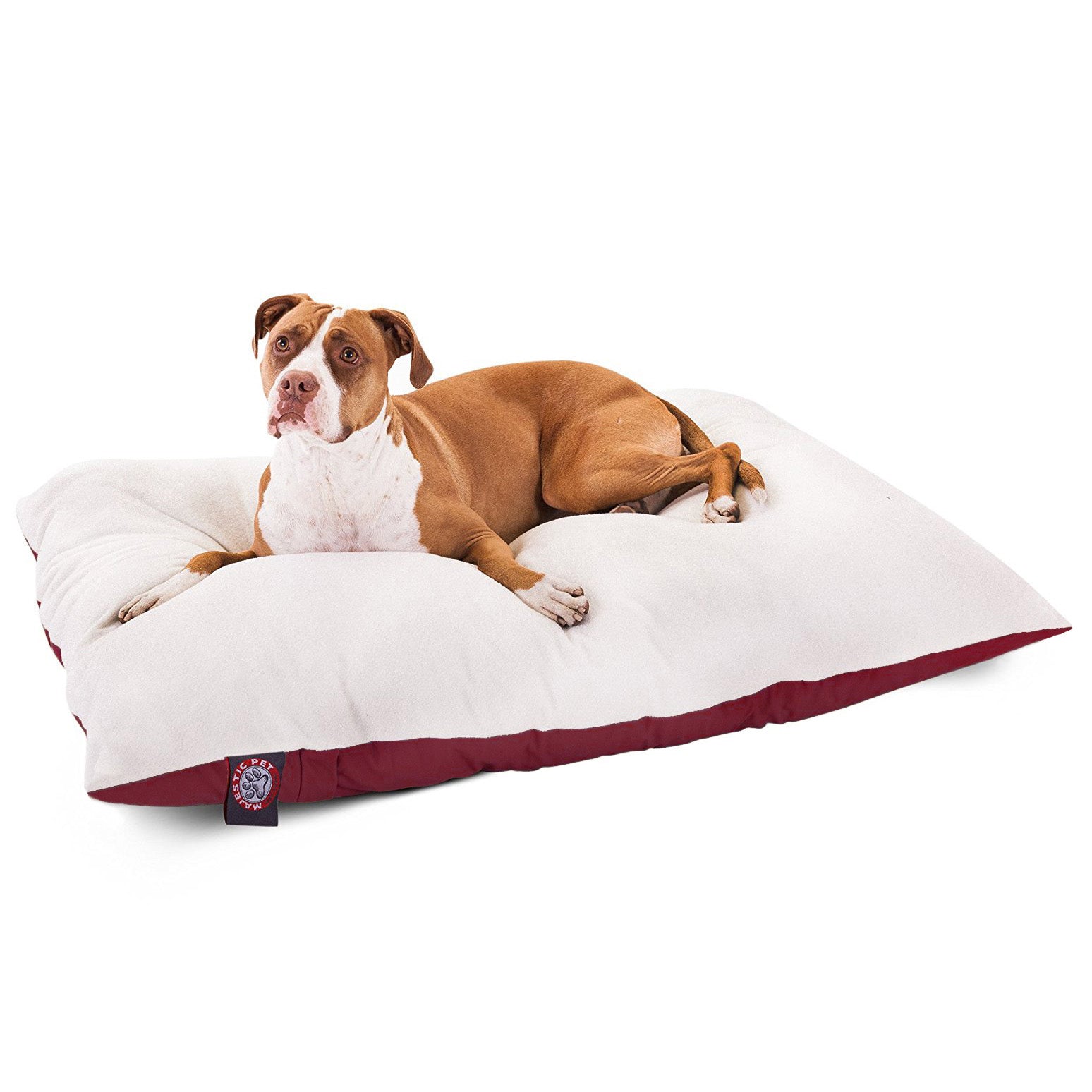 Majestic Pet | Poly/Cotton Rectangular Pillow Pet Bed For Dogs， Removable Cover， Burgundy， Medium