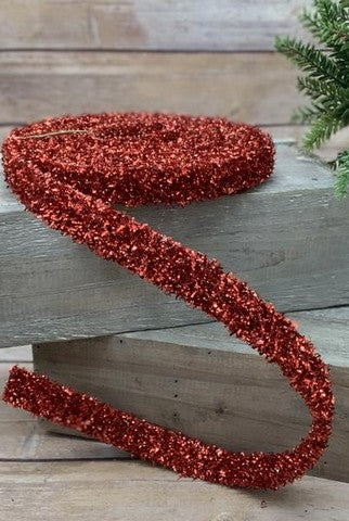 1 X 3YD Red Tinsel Garland Ribbon