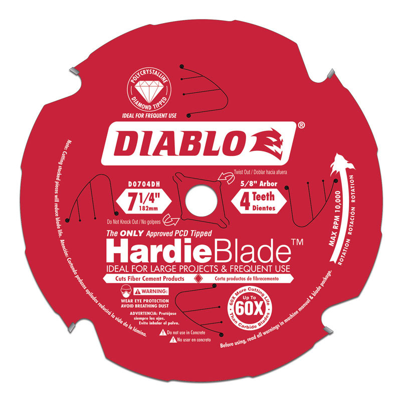 Diablo HardieBlade 7-1/4 in. D X 5/8 in. Polycrystalline Diamond Tipped Fiber Cement Blade 4 teeth 1