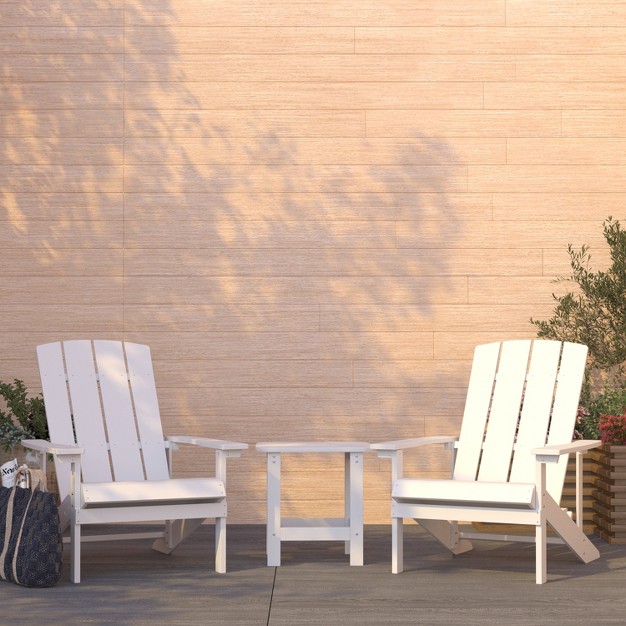 Merrick Lane Set Of 2 All weather Adirondack Patio Chairs With Matching Side Table