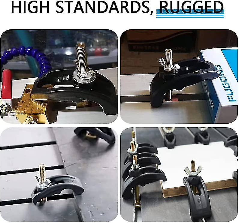 4pcs T Track Clamp Arcuate Press Plate Clamp Adjustable Cnc Engraving Machine T Track Hold Down Clamps Fixture Fastening Platen Router For T-slot Work