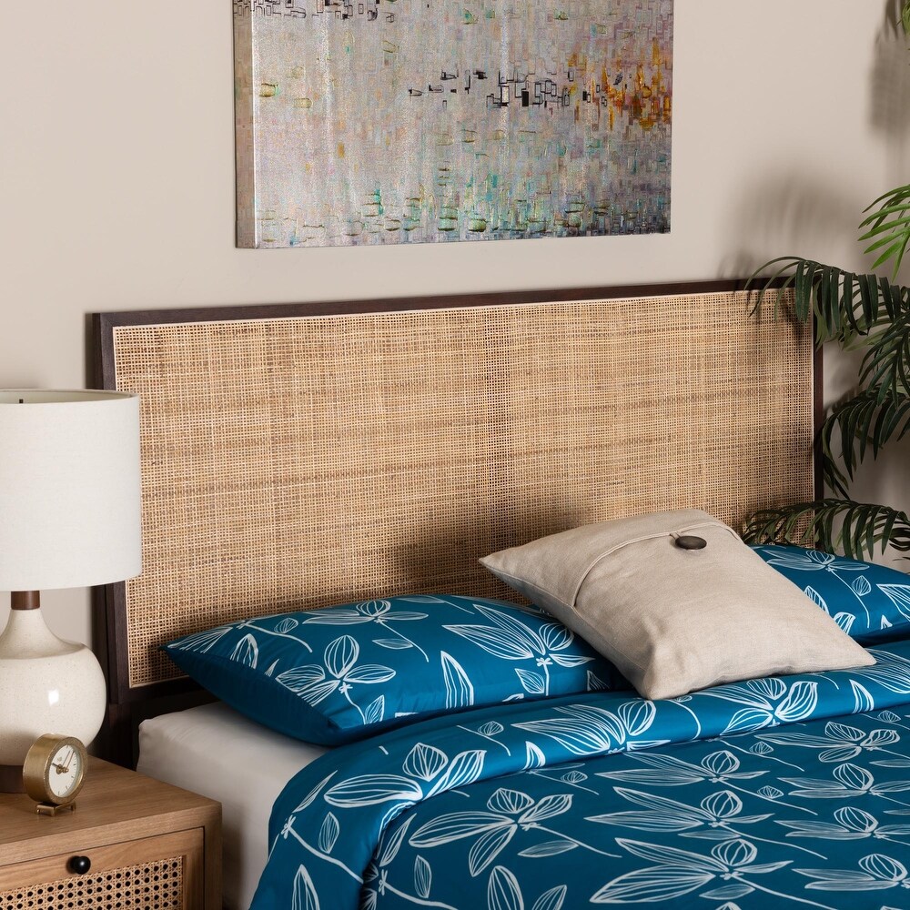 bali   pari Aurelia Modern Bohemian Bayur Wood and Natural Rattan Headboard