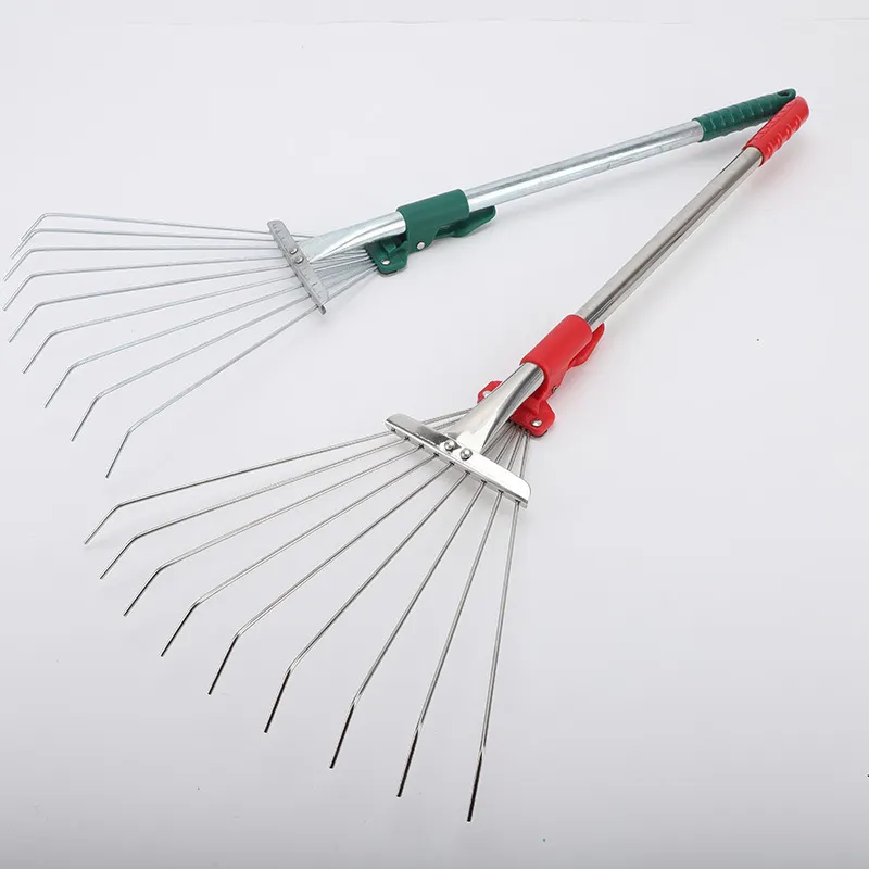 Expanding Lawn Rake Soil Leaves Leaf Raker  Outdoor Garden Tool