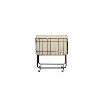 Litton Lane Black Deep Set Wire Basket Storage Cart with Wheels and Fabric Lining 73280